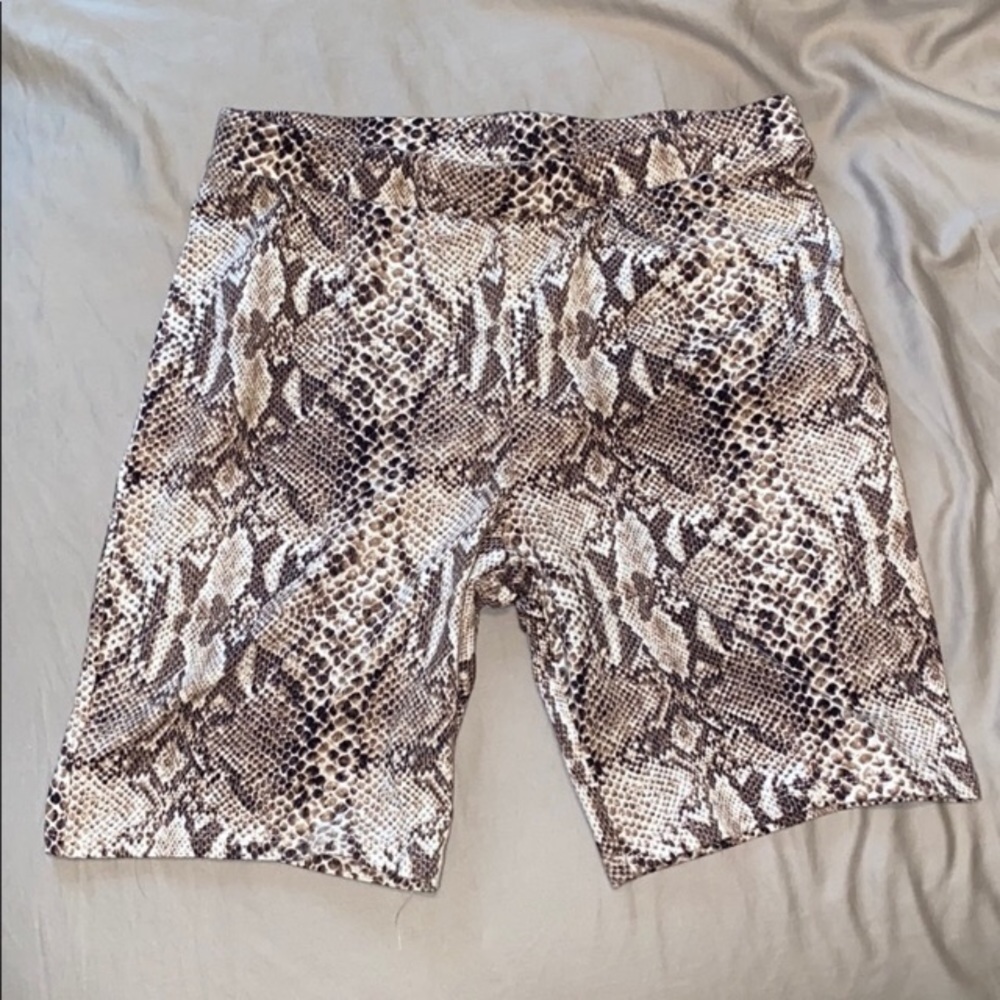 Snake print biker shorts
